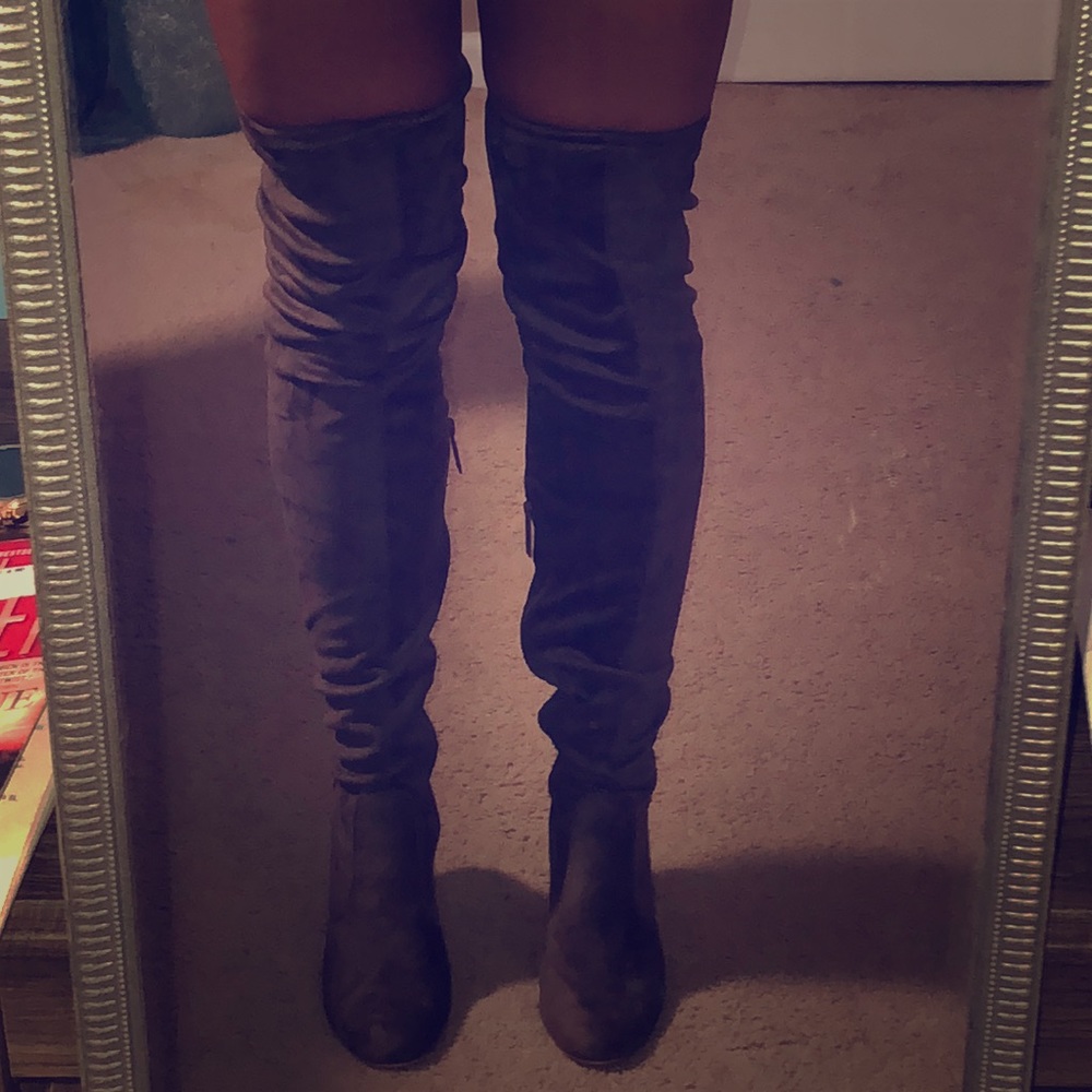 Thigh high tan boots